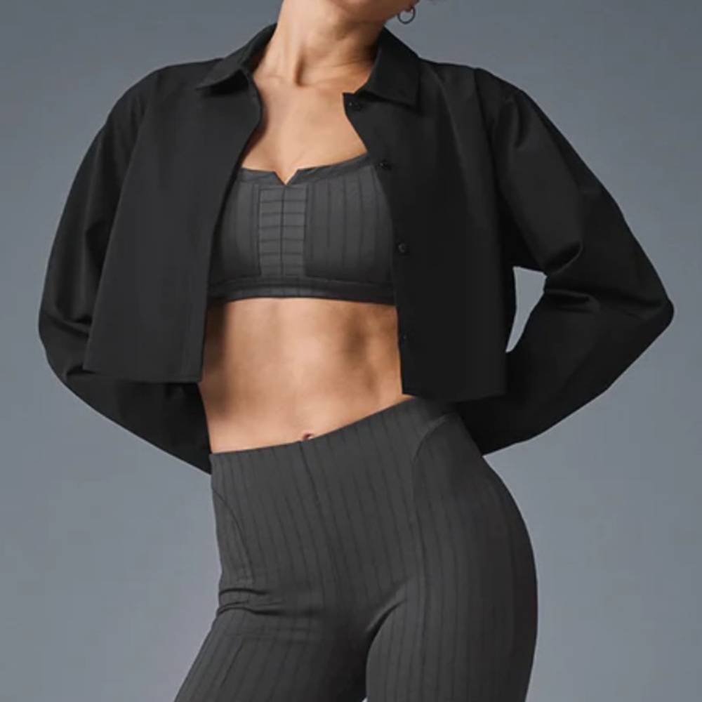 ALO Yoga Black Take Me Out Button Down Shirt